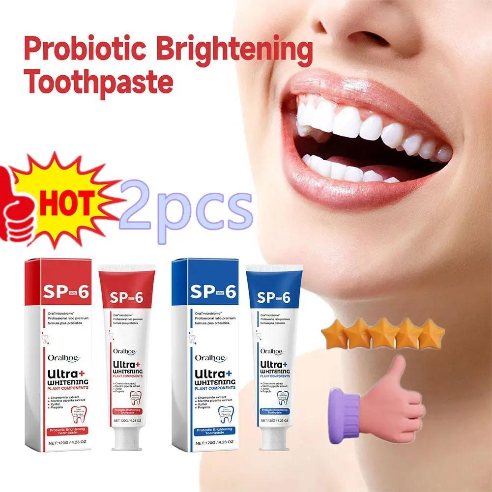 

2pcs SP-6 Probiotic Whitening Toothpaste Brightening & Stain Removing Fresh Breath Enzyme Toothpaste Whitening Teeth