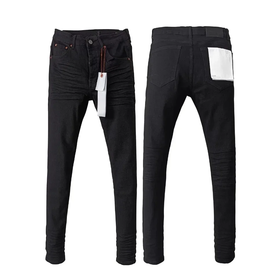 

New Fashion Purple ROCA brand hipster high street vintage slashed loose edge wind men's black straight jeans pants