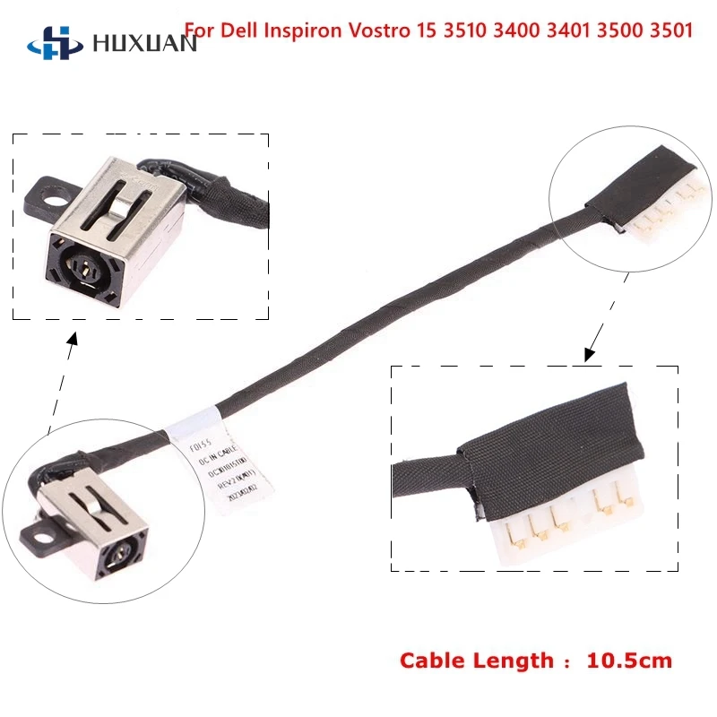 Laptop Power Port Connector 1Pcs DC Power Jack For Dell Inspiron Vostro 15 3510 3400 3401 3500 3501 w/ Cable 4VP7C 04VP7C DC301016G00
