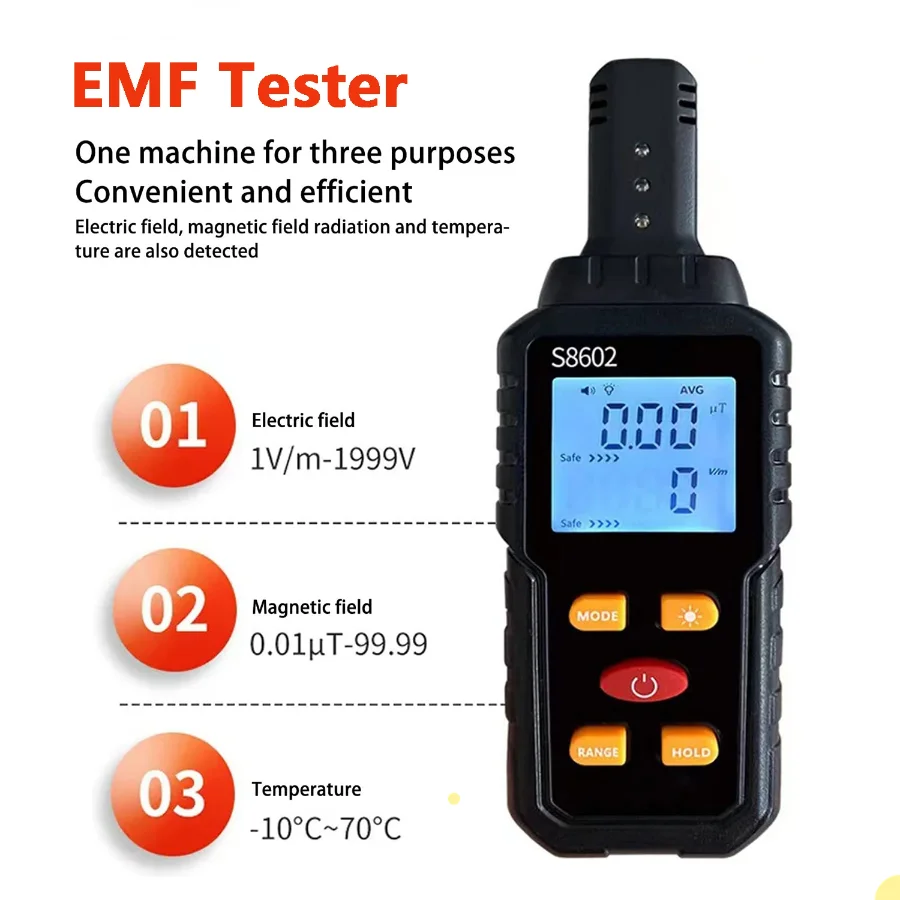 3 in 1 EMF 미터 전자기장 방사선 감지기 가정용 EMF 테스터 EMF 감지..