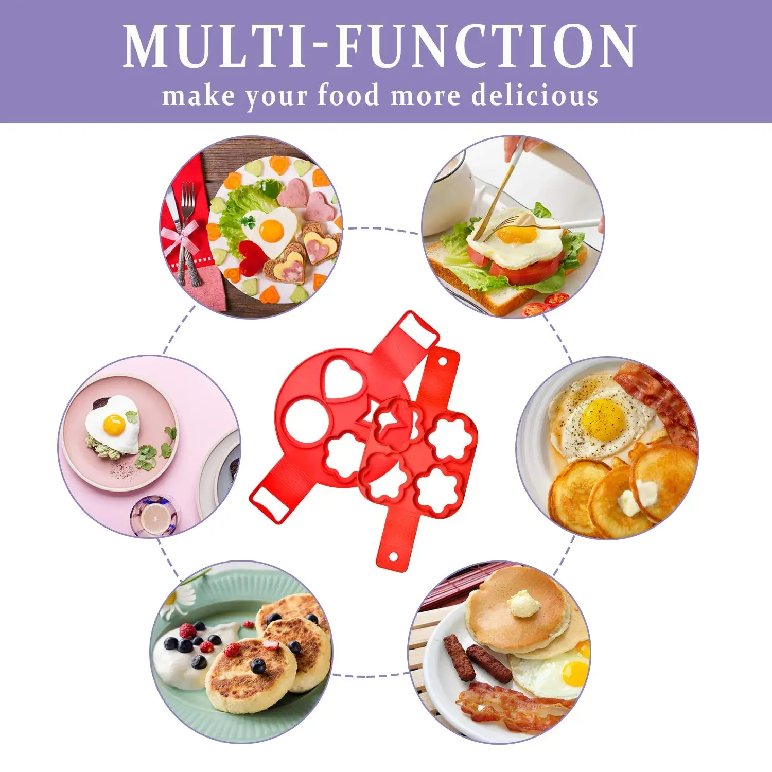 Silicone Egg Pancake Ring Multi-function Non-stick Pancake Mold Egg Pot Frying Molding for Kitchen Baking Accessories