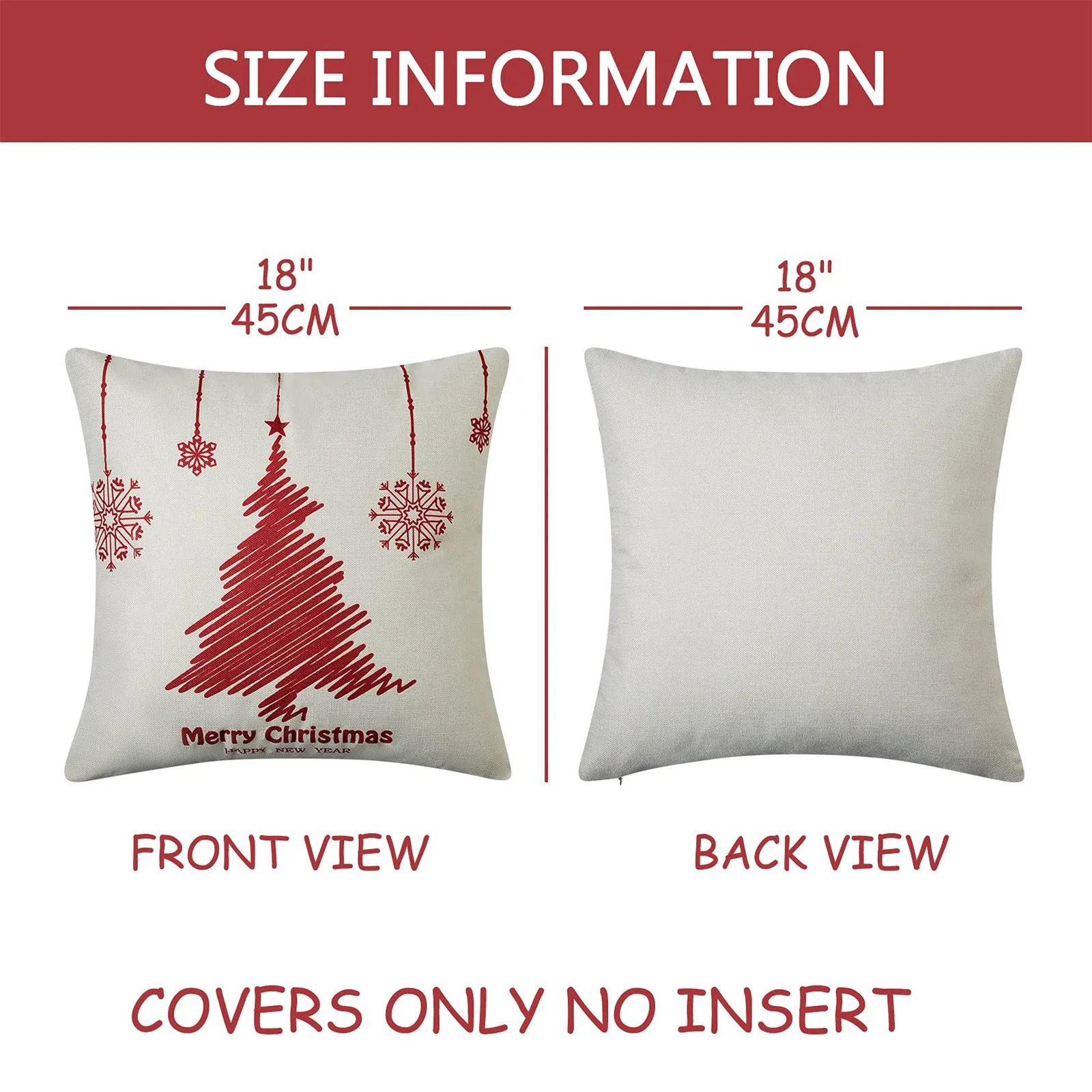 Christmas Pillow Cushion Set, Chenille Fabric Decorative Christmas Pillows,  Christmas Theme, New Year Sofa Couch Pillow 55x55cm22''x22'' 