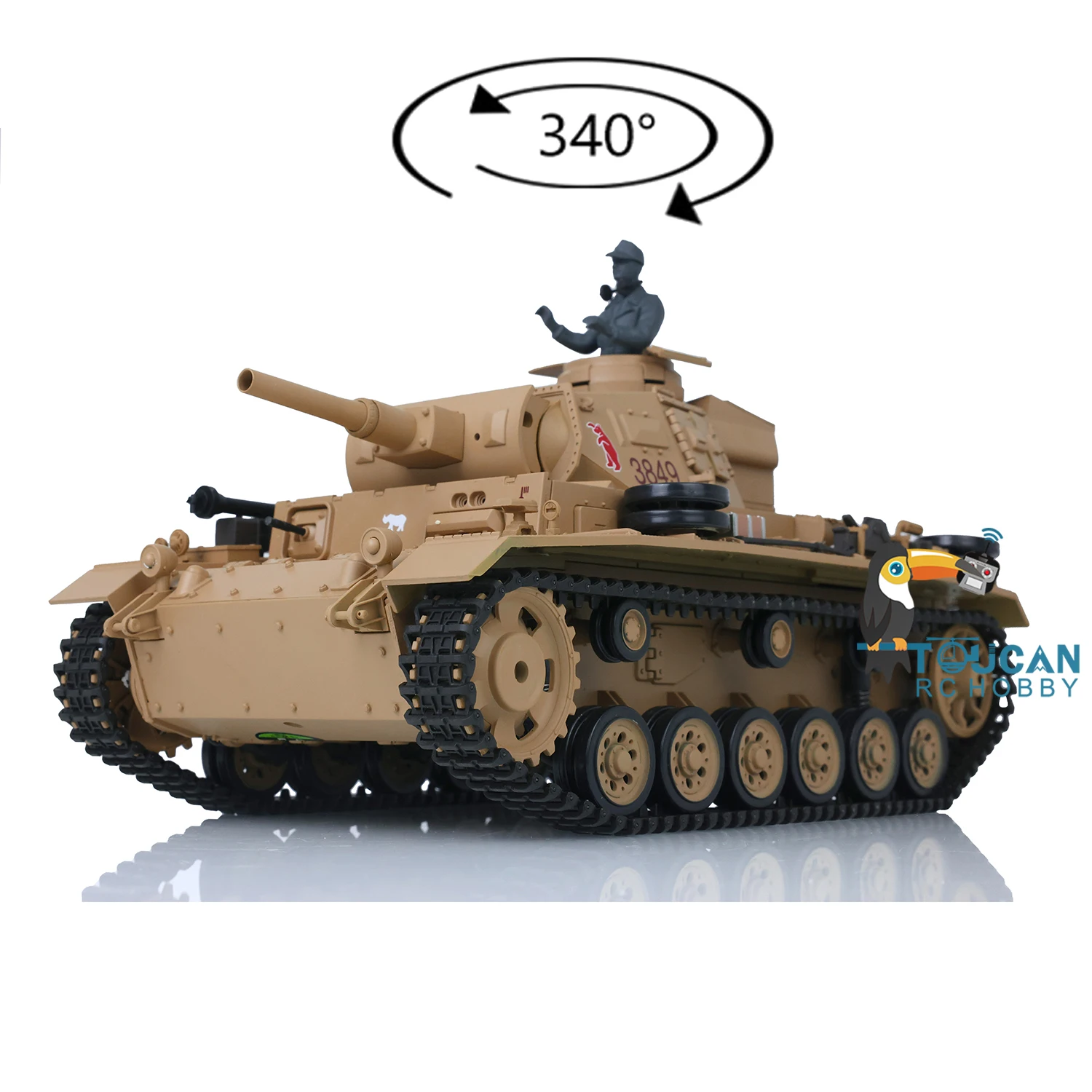 

HENG LONG 1/16 Scale 7.0 Plastic German Panzer III H RTR RC Tank Model Toucan 3849 Remoted Cars BB Shooting Smoke Unit TH17363