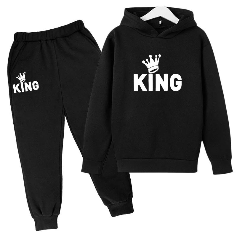 King Letter Printed Children's Clothing Girls Clothes 2 to 8 Years Tops Loungewear Clothes Child Boy Casual Baby Outfit Set Sets