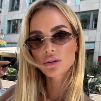 Mode petites lunettes de soleil polygonales pour femmes marque de luxe marron losange lunettes de soleil femme Vintage métal nuances lunettes 1