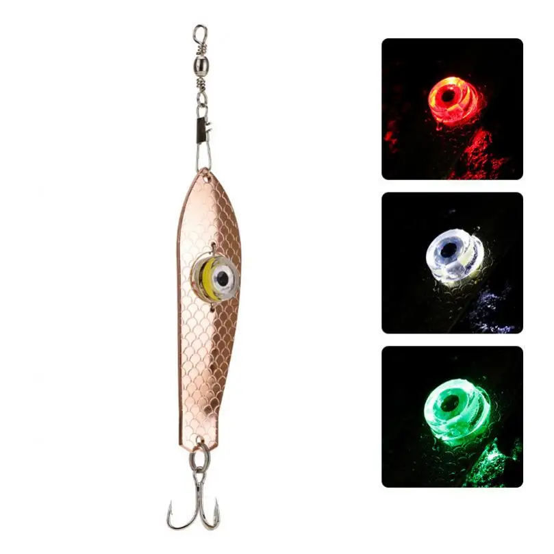 1pcs LED Fish Lure Light 9.5cm 30g Metal Spoon Spinner Fish Attracting Lamp  Underwater Luminous Fishing Bait Light