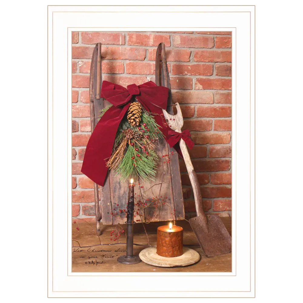 Christmas Live By Ready To Hang Framed Print White Frame Ornaments Artificial Tree Tree New Year's Ornament Gift for Kids