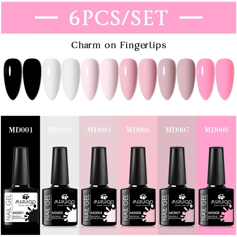MSRUIOO 6Pcs/Set Colorful Gel Nail Polish Nail Supplies Semi Permanent Soak Off Nail Art Gel Varnish Manicure For Nails 2