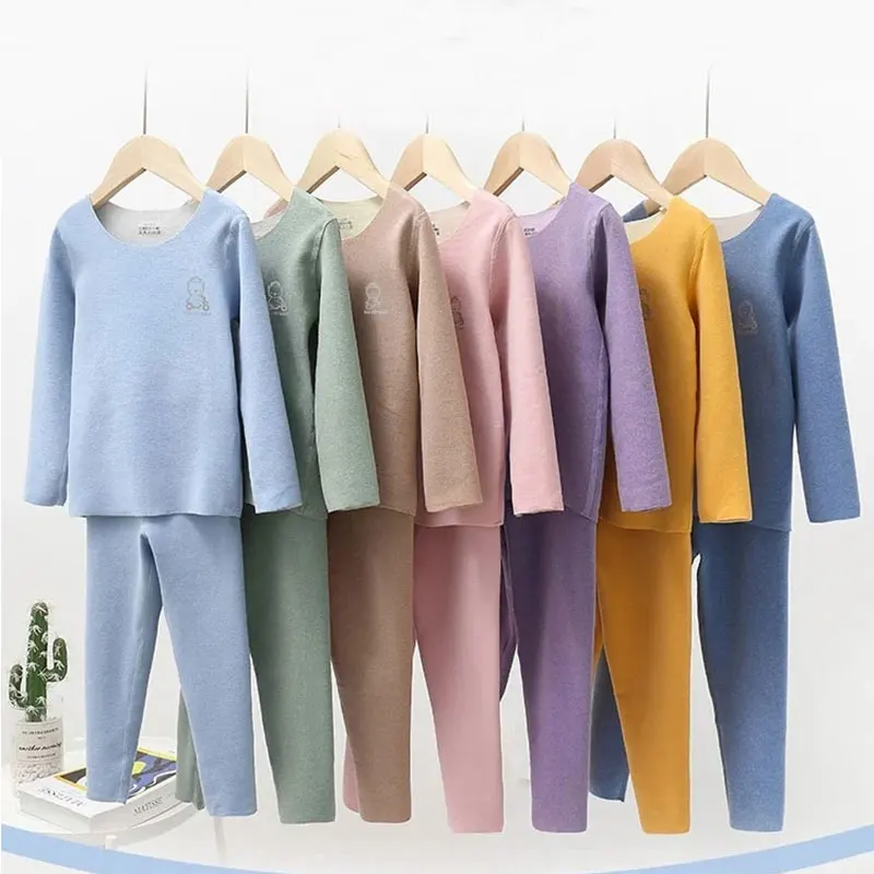 Children Underwear Suits Thermal Long Johns Fleece Cotton Sweater Winter Pajamas