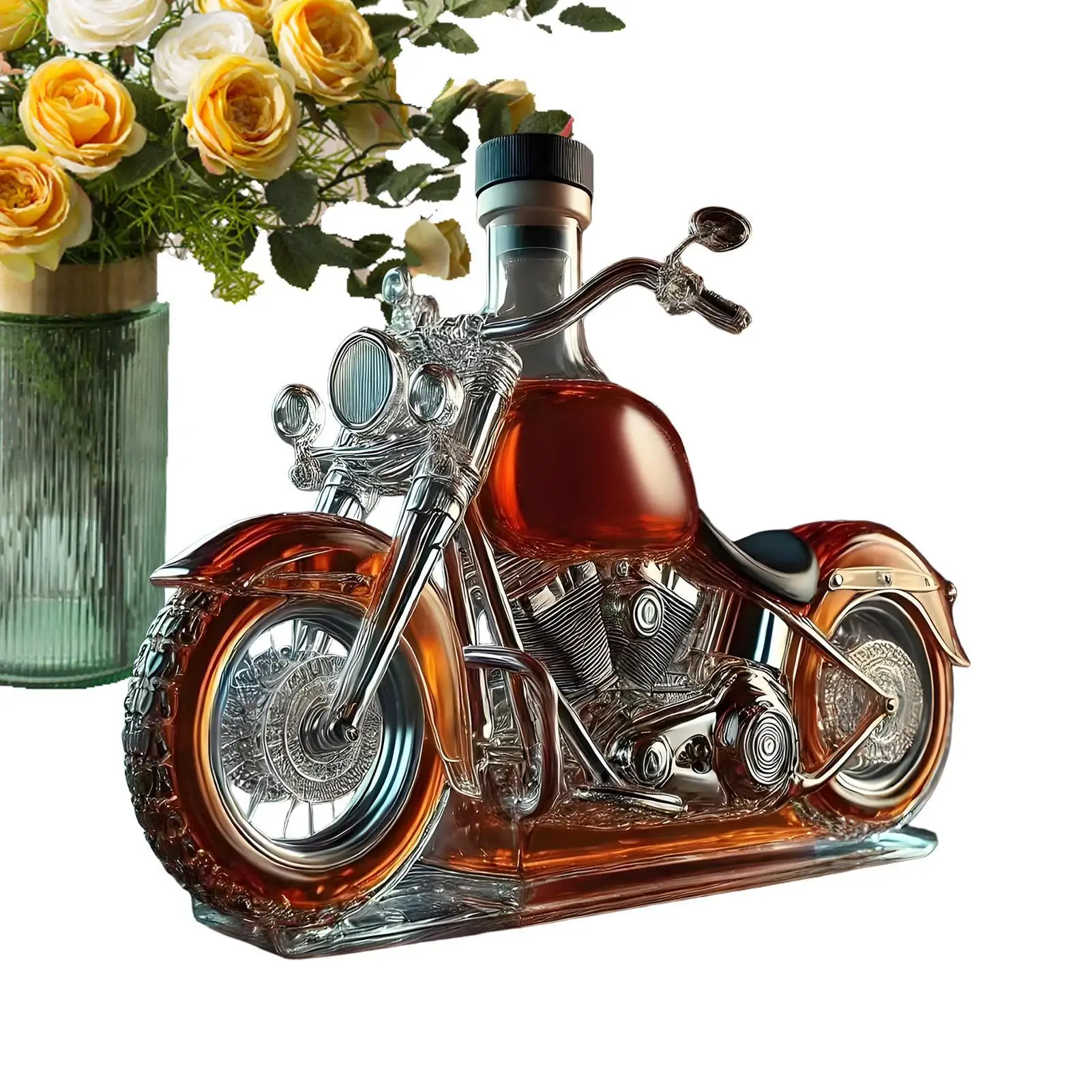 hot Wine Decanter Motorcycle Shape Glass Aerator Decanter Vintage Liquor Aerator Desk Decor For Whisky Champagne Vodka Bar Home