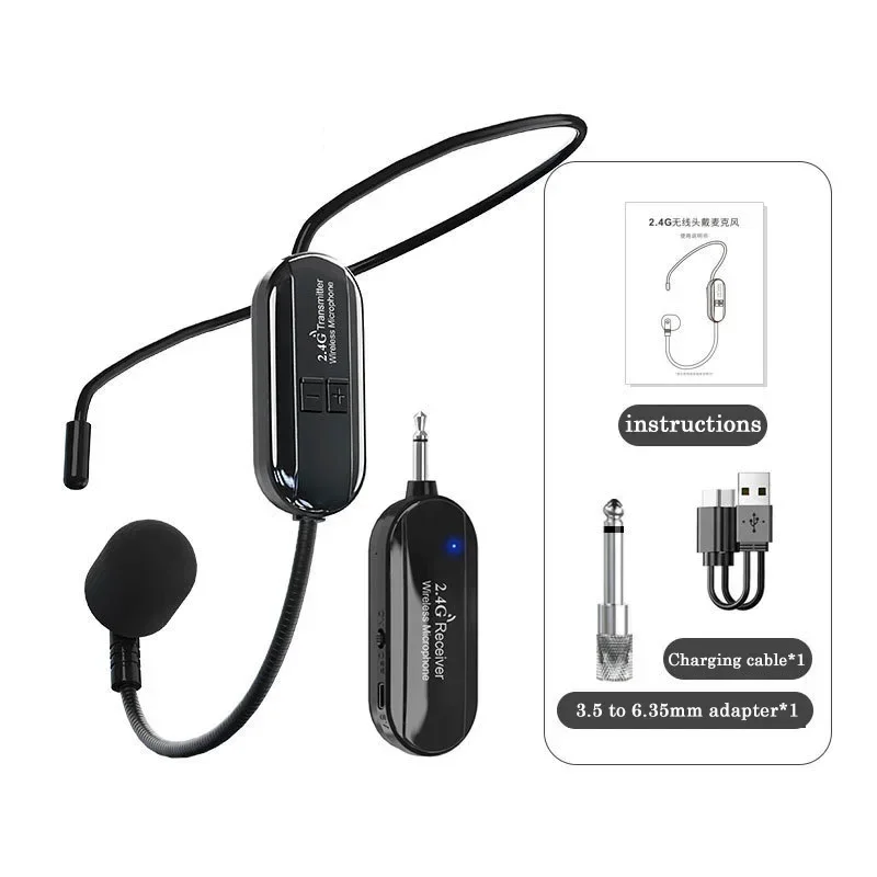 Wireless 2.4G Headset Microphone and Earphone for Amplification and Audio Activities