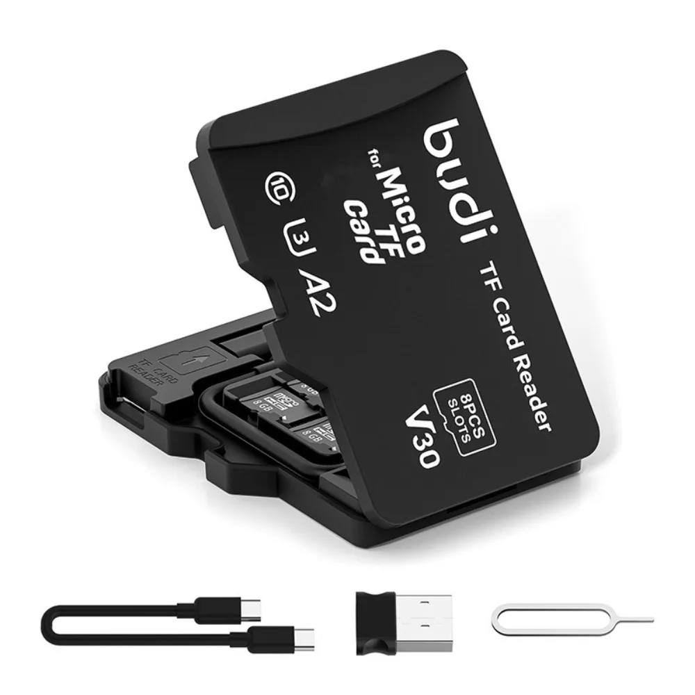BUDI TF-Speicherkarten-Aufbewahrungsbox mit Speicherkartenleser USB Typ-C & USB Kompatibel Speicherkartenhalter für Digitale Fotografie – Detail 7