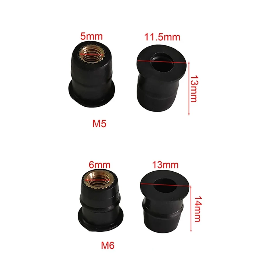 Bulloni Per Parabrezza Moto M5 Da 5 Mm/0,2 Pollici, Dadi In Gomma Metrici 10 Pezzi 87173891 - Foto 3