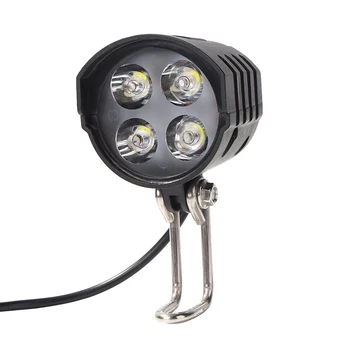 Faro per bicicletta elettrica a 4 LED con campanello 12W Corno impermeabile E-Scooter Lampada luminosa per ciclismo impermeabile con forte