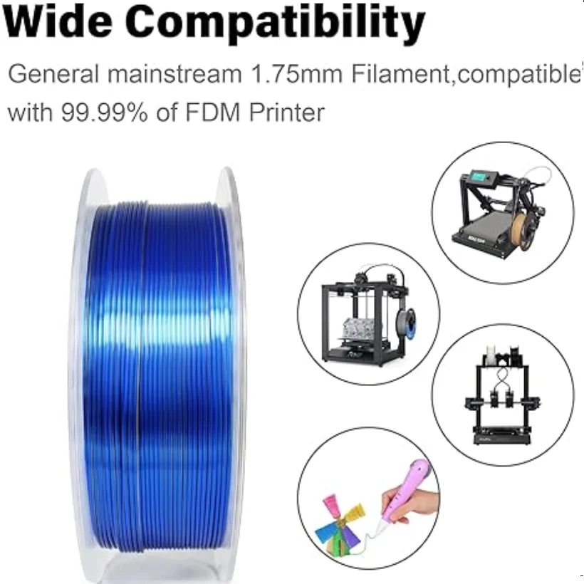 200g 삼색 필라멘트 실크 PLA 1.75mm FDM 3D 프린터 필라멘트 트리플 컬러 샤이니 PLA 멀티컬러 레드 블루 그린