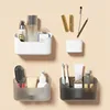 Organizer Desktop Storage Box Transparent Cotton Swab Container Makeup Brush Holder Bathroom Accessories Cosmetic Storage Box 5