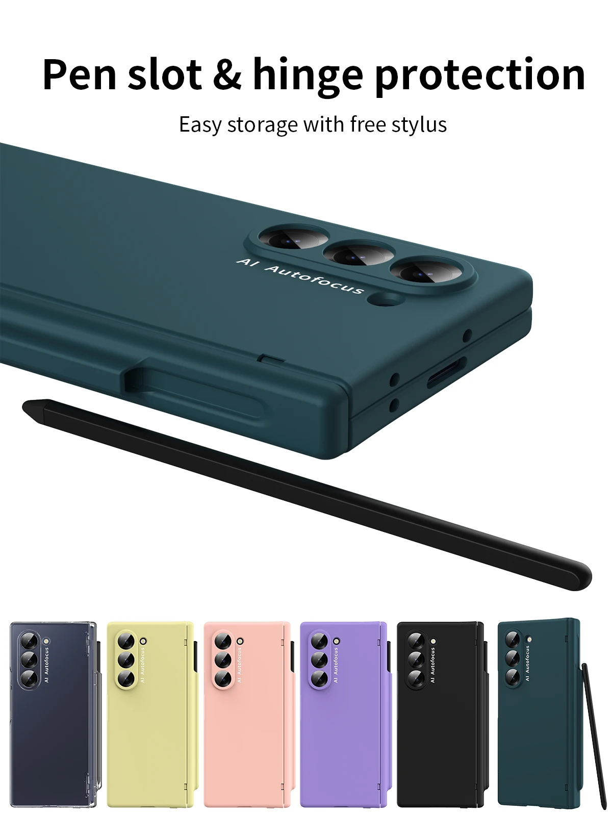 Macaron-stil frostat hårt PC-skal för Samsung Galaxy Z Fold 6 5 4 3 2 med glasskärmskydd med pekpenna_voghion.com