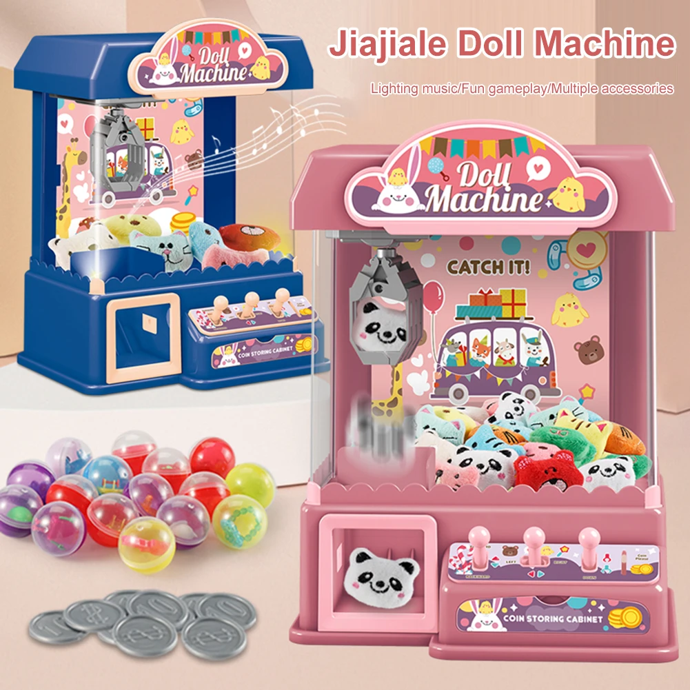 Doll Claw Machine Electronic Arcade Game Indoor Toy with 10 Dolls 10 Capsule Large Claw Catch Toy for Kids 6 Years Old and Up 5