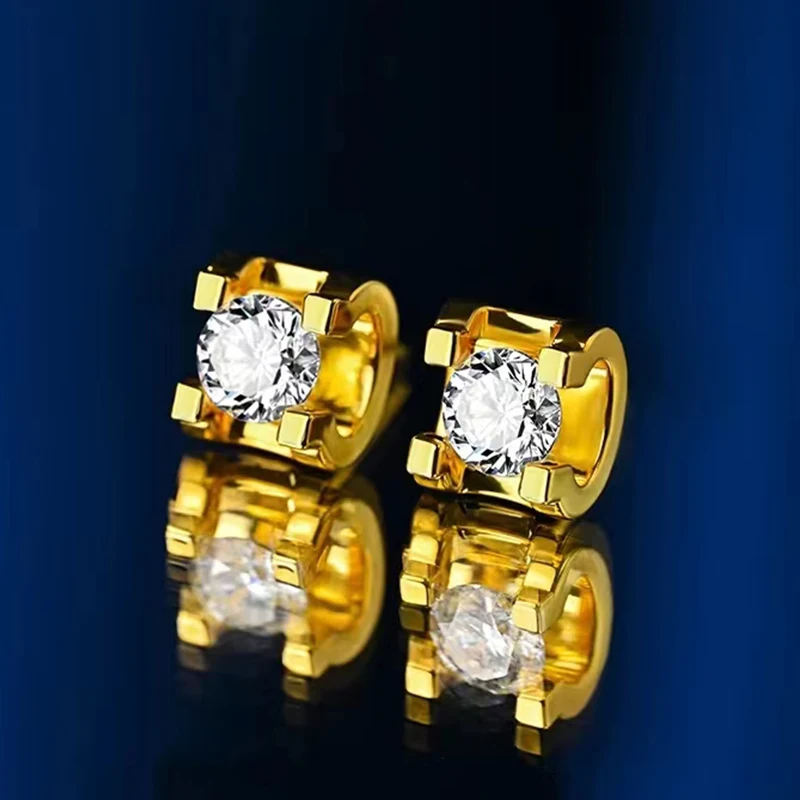 MUZHIReal18KGoldMoissaniteStudEarrings1ctDColorDiamond