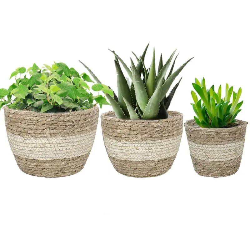 

PCS Woven Flower Pot Cover Durable Natural Flowerpot Planter Storage Basket Storage Basket Garden Home Decoration