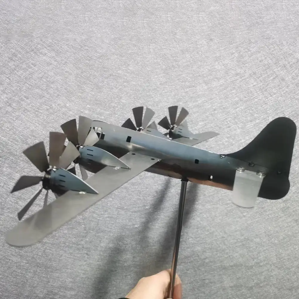 Garden Windmill Metal Airplane Windmill Eye-catching Aircraft Pinwheel Solid Construction Aircraft Spinner Garden Sculpture