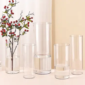 Piante idroponiche Vaso cilindrico acrilico Candele infrangibili Vaso di fiori trasparente Bottiglie decorative di fiori freschi durevoli 1
