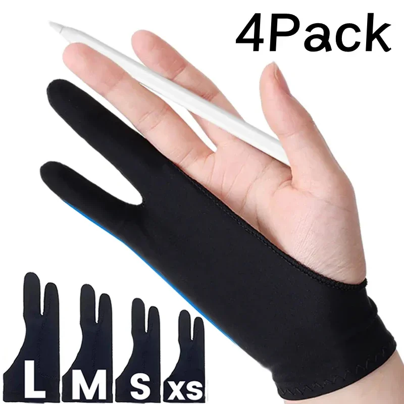 Drawing Gloves Touch Screen Gloves Anti Fouling Gloves Painting Gloves 1-4pcs Anti-touch Two-Finger Hand Painting Gloves for Tablet Digital Board Screen Drawing Anti-fouling Oil Painting Art Supplies