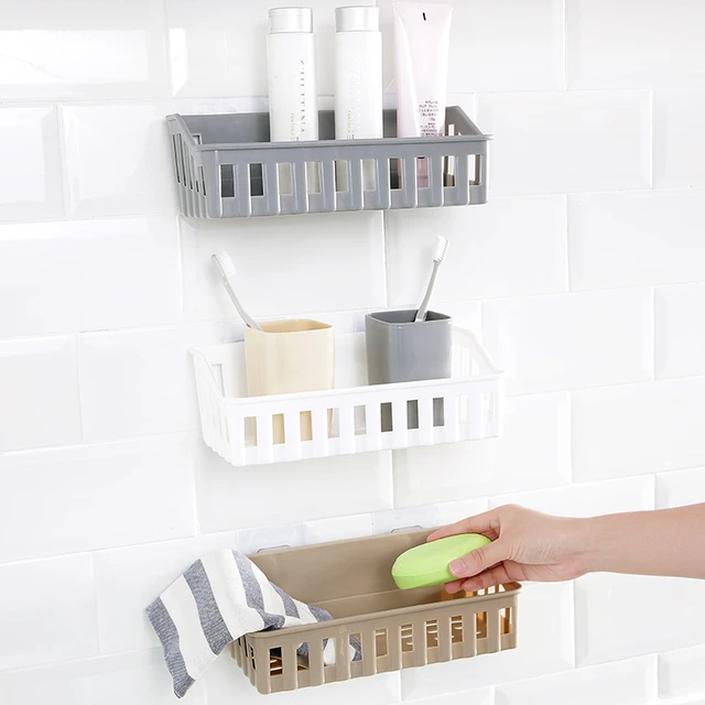 1 Pcs Bathroom Shelf Bathroom Adhesive Storage Rack Kitchen Home