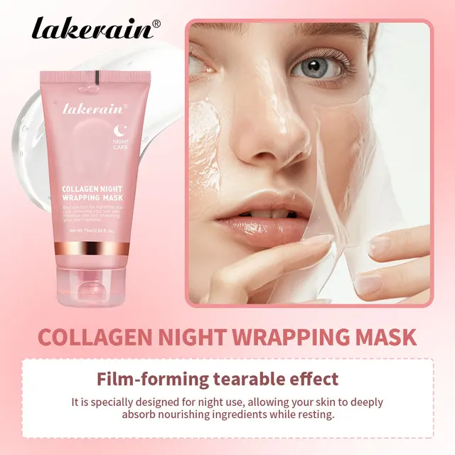 Hydrolyzed Collagen Overnight Wrapping Peel Off Facial Mask Anti-Wrinkle Shrink Pores Brightening for Oily/Dull Skin Care 2