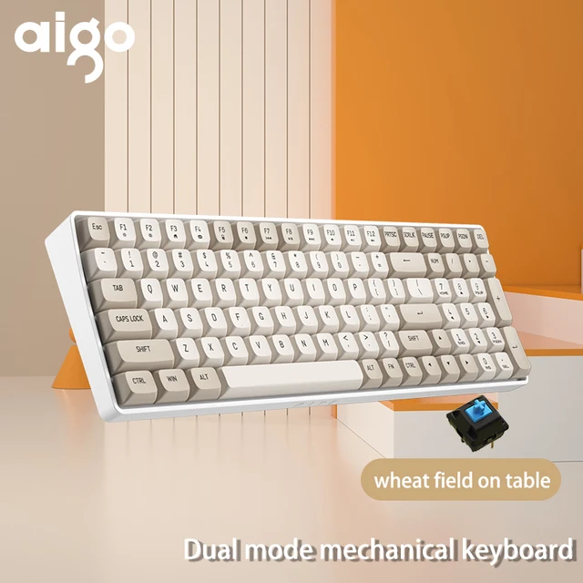 Aigo A100 Gaming Mechanical Keyboard 2.4G Wireless USB Type-c Wired Blue Switch 100 Key Hot Swap Rechargeable Gamer Keyboard 3