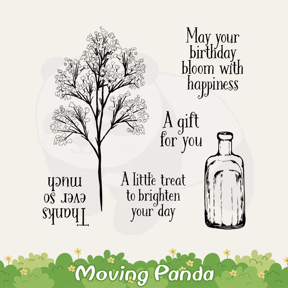 Mini DIY Metal Cutting Dies Clear Stamp Flowers Floral Branches In Desk Vase Bottles Decor Scrapbooking Dies Stamps 