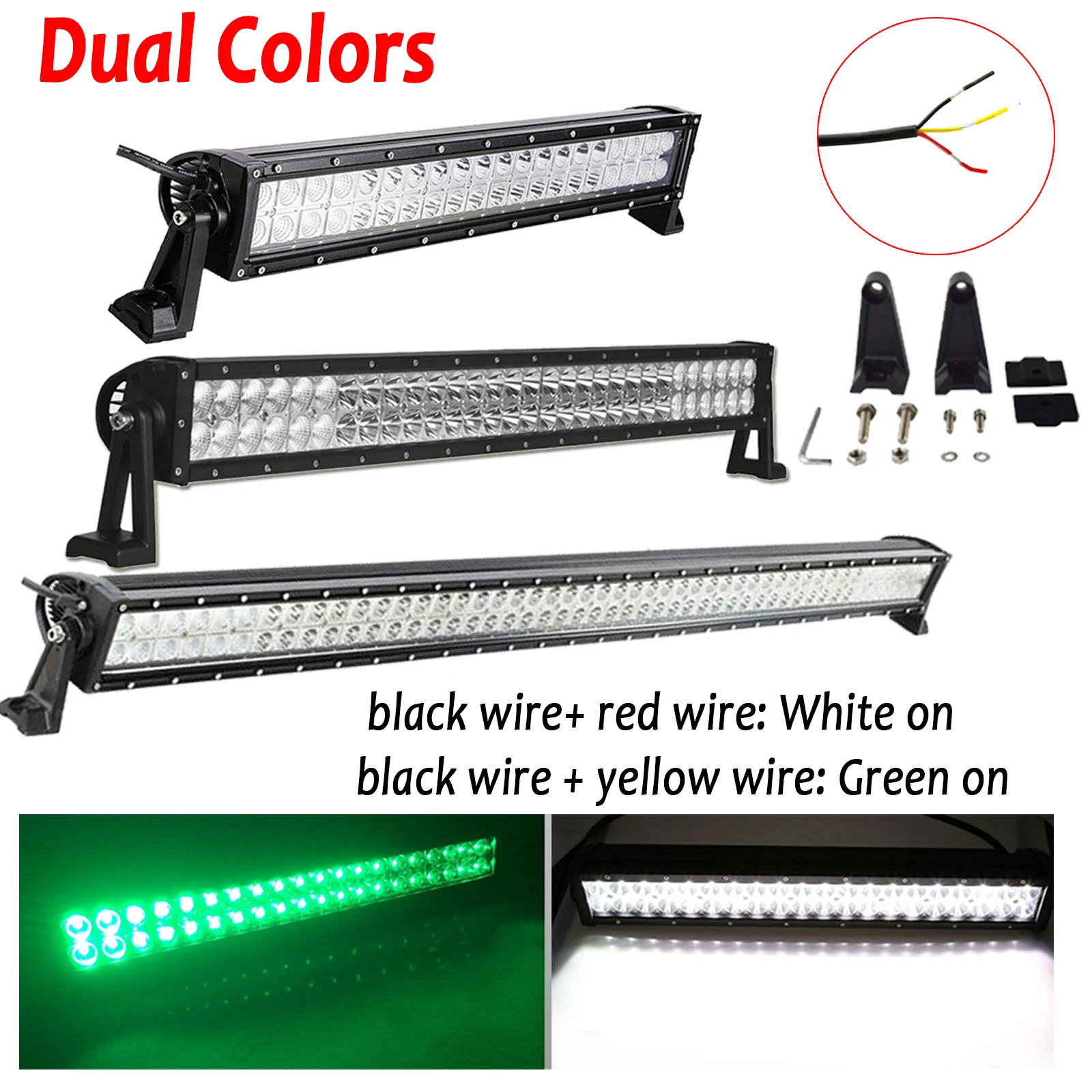 

22 32 42 50 52inch 600W Green/White Offroad Led Light Bar Waterproof IP68 Work Driving for Truck ATV SUV 4X4 Fishing Hog Hunting
