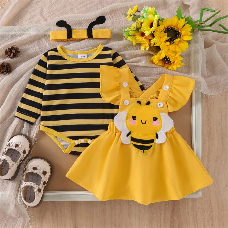 First Halloween Baby Girl Outfit Long Sleeve Romper Ladybug Suspender Skirt Dress Cute Baby Girl Fall Winter Clothes 2