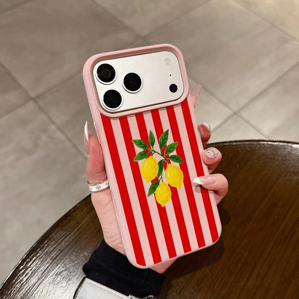 Vibrant Orange Striped Lemon Silicone Matte Phone Case