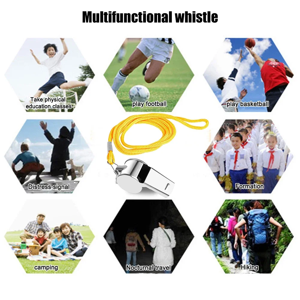 survival whistle soccer whistle sport whistle metal whistle sports whistle Metal Whistle Rope Professional Soccer Referee Extra Loud Football Basketball Sports Training Outdoor Survival