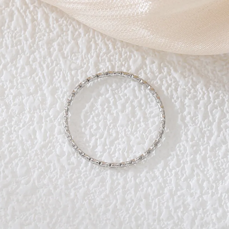 1mm Thin Stackable Ring Stainless Steel Faceted Wedding Band for Women Girl Size 4-10 6