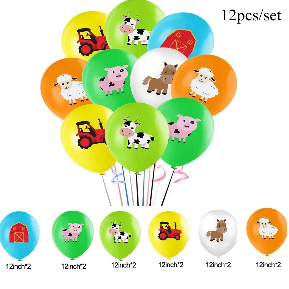 22pcs Farm Animal Theme Cow/Pig Balloons Tower Set 1-9inch Red Balloon Kids Happy Birthday Party Decoration Farm Party Supply 