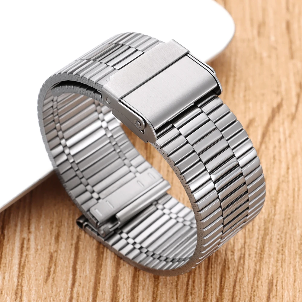 Elegant Stainless Steel Watch Strap – Matte & Polished Finish, Quick Release Bracelet