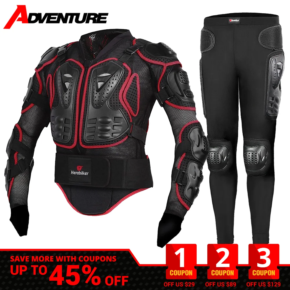 Motorcycle Body Armor Motorcycle Jacket Suit Men Moto Protective Body Protector Motocross Racing Armor Protecciones ATV 4 Piece