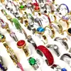 50pcs/lot Luxury Exquisite Multi-Colored Zircon Mix Stainless Steel Ring Men Women Wedding Ring Wholesale Bulk Jewelry Lot 3