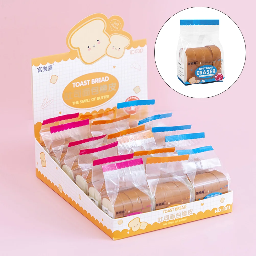 

3 Packs Eraser Toys Adorable Pencil Erasers Portable Food Elastic Decorative Mini Cartoon Child Students Accessory