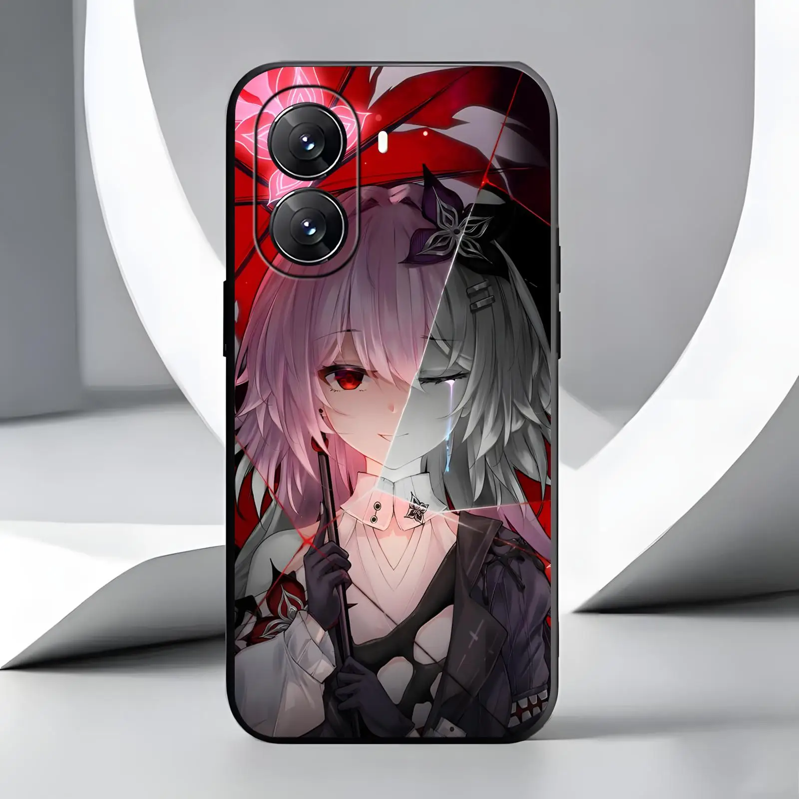 Stylish Black Shockproof Phone Case with Honkai Star Rail Cerydra Design