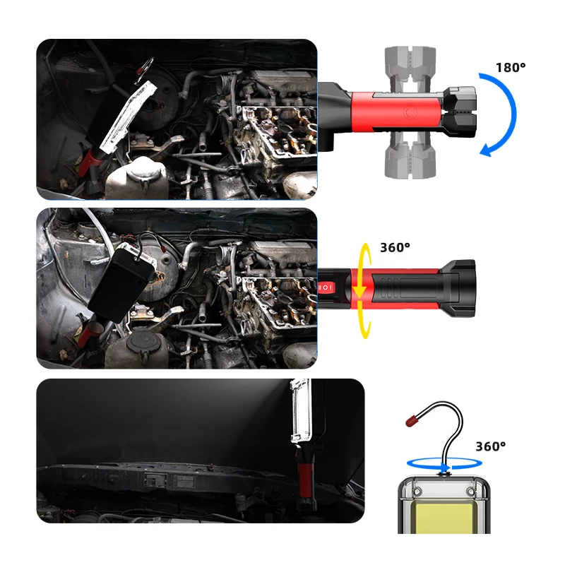 Led work light Led Work Light COB Floodlight 8000LM Rechargeable Lamp Use 2*18650 Battery Portable Magnetic Light Hook Clip Waterproof