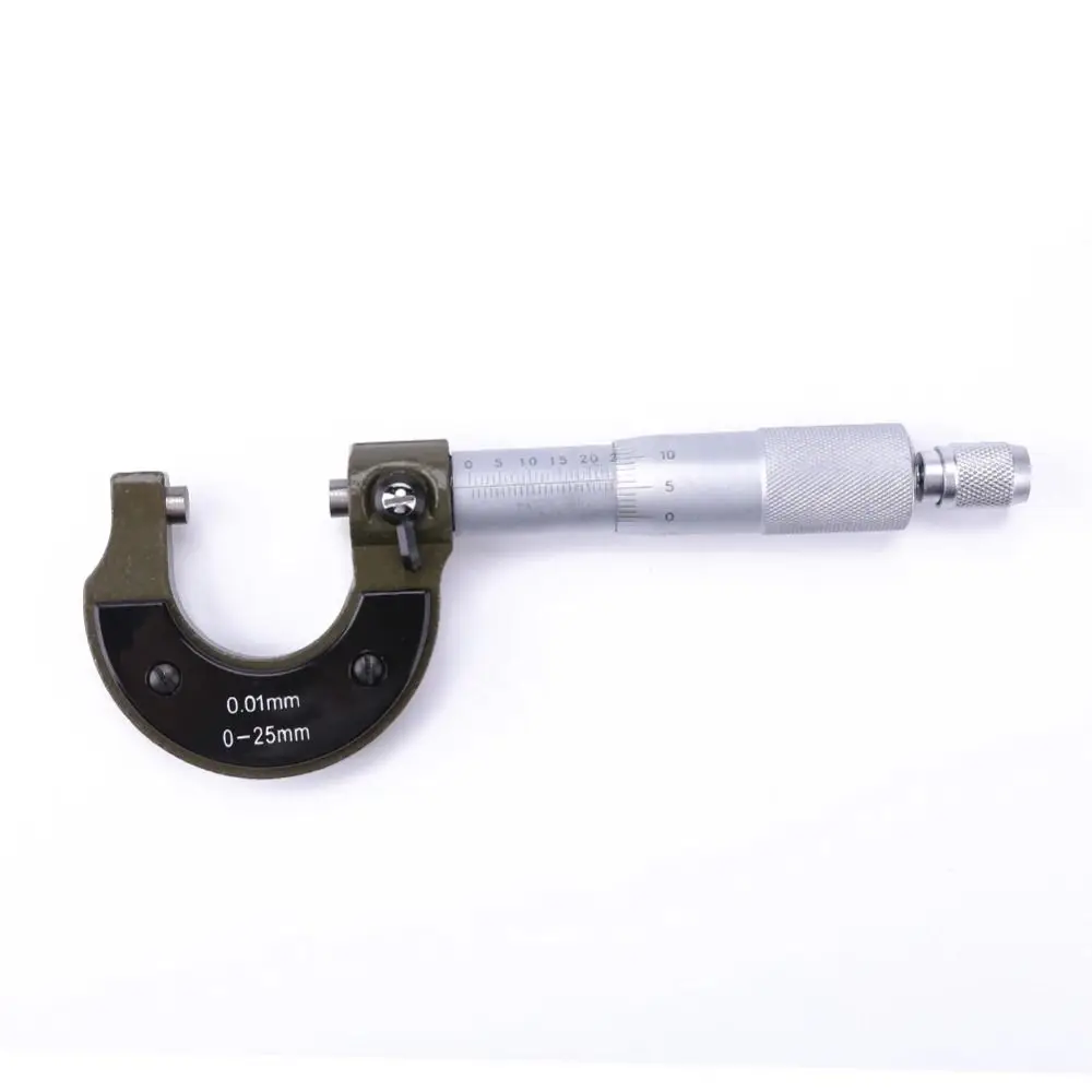 탄소강 외부 마이크로미터 0-25mm 버니어 캘리퍼스 기계식 마이크로 캘리퍼스 수공구 나사 스케일 정밀 마이크로미터