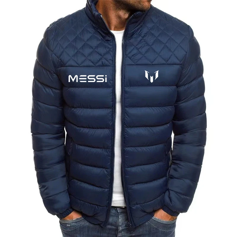 Messi new brand jacket Spring Autumn men's zipper stand collar light cotton-padded jacket fashion British style men's coat