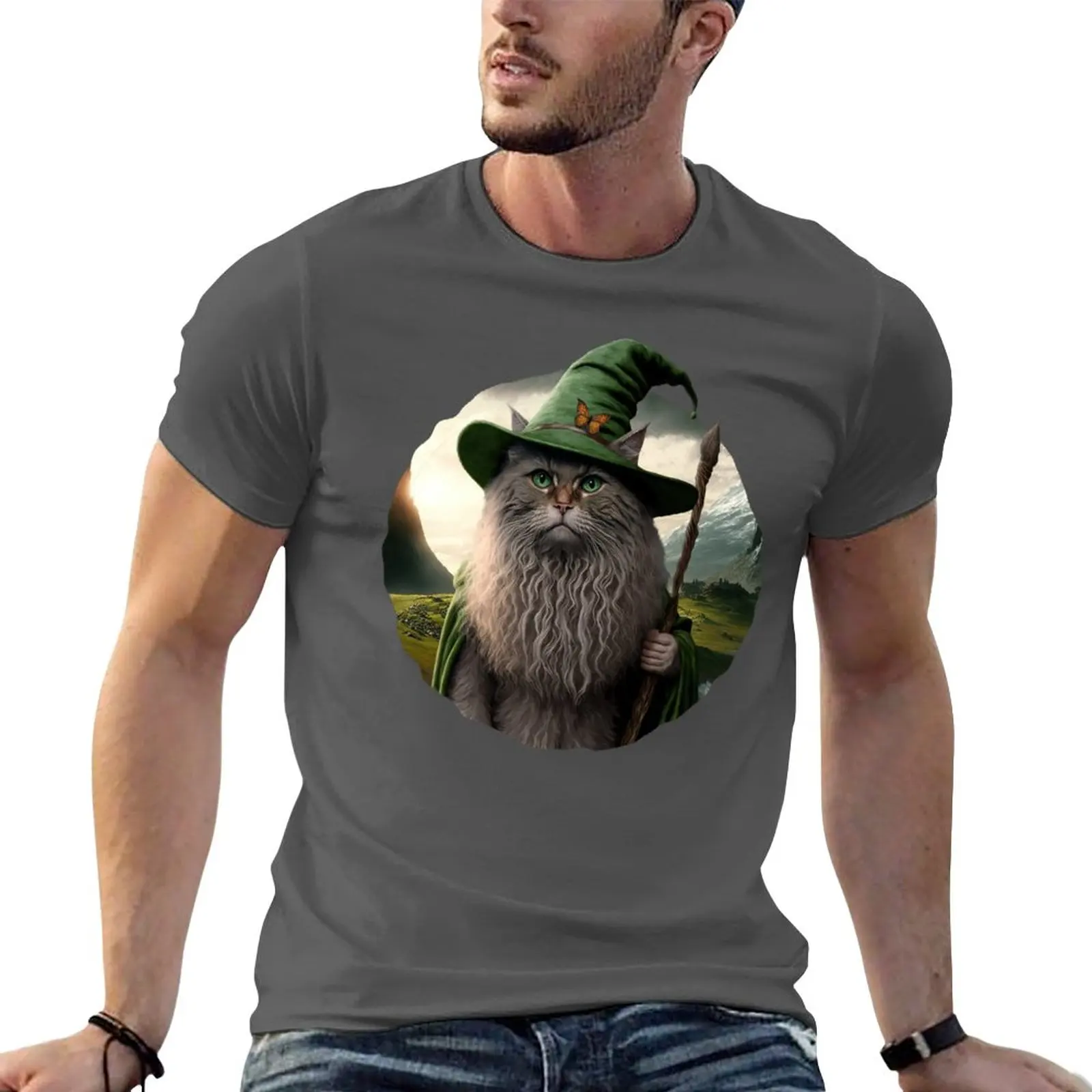 New Catdalf T-Shirt hippie clothes plus size tops Short sleeve tee mens graphic t-shirts