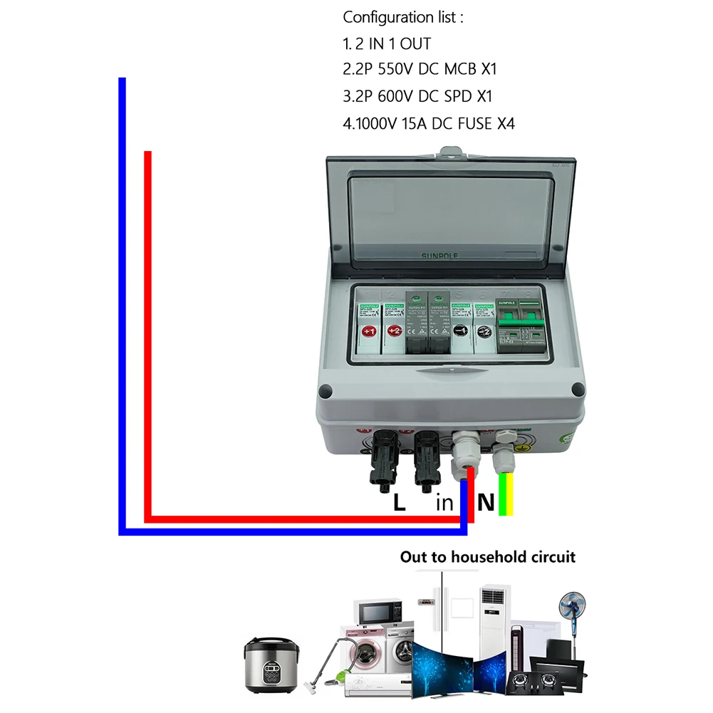 

PV Combiner Box Waterproof Solar PV Combiner Box with Lightning Protection 2 in 1 Out High Quality and Durable