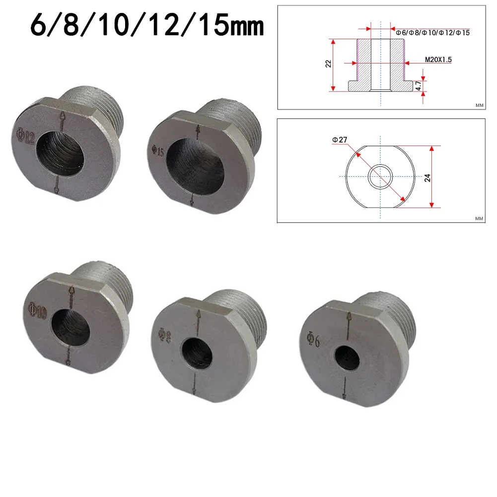 Manchon De Perçage Métal 3 En 1 Pour Gabarit De Cheville - Diamètres 6/8/10/12/15 Mm, Filetage M20 - Pour Travail Du Bois - 4