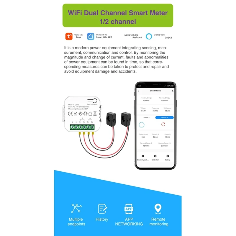 Tuya-Wifi-Smart-Meter--Digital-Energy-Meter--80A-Current-Transformer---Solar-PV-Power-Production-Consumption-Monitor-2CT Y41A