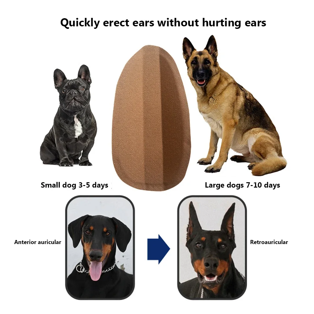 Practical Corrective Dog Ear Stickers Milk Calcium Herb Pet Ear Lifting Patch Breathable Arc Glue Free for Doberman Corgi